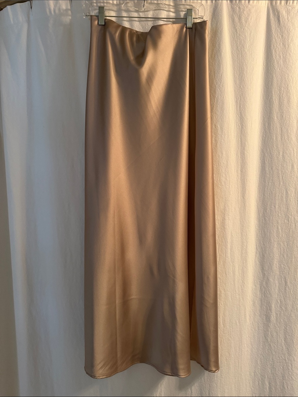Renee C Satin Bias Midi Skirt in Champagne